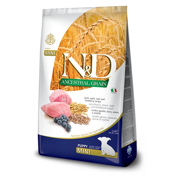 N&D Az Tahıllı Kuzulu&Yabanmersinli Mini Irk Yavru Köpek Maması 2,5 Kg - 3