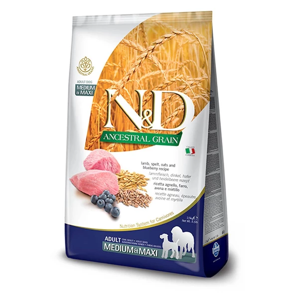 N&D Az Tahıllı Kuzulu Orta-Büyük Irk Yetişkin Köpek Maması 12 KG