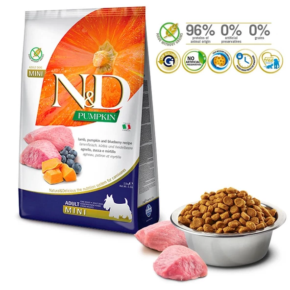 N&D Tahılsız Kuzulu&Balkabaklı&Yabanmersinli Mini Irk Yetişkin 7 KG - 2