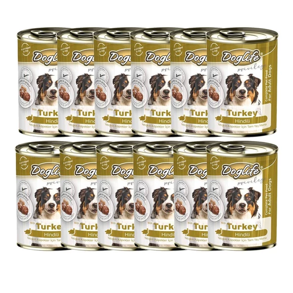 DOGLİFE HİNDİLİ KÖPEK KONSERVE 400GRx12 Adet