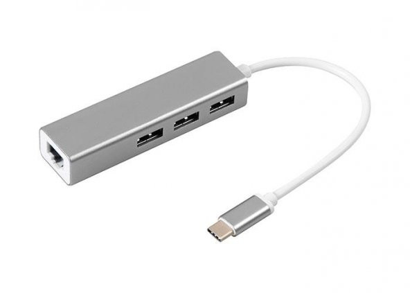 S-link SL-UTY1010 Macbook/Hp/Dell/Lenovo/Asus TPYE-C to USB 3.0 3 PORT+RJ45 Gigabit Ethernet Çevirici, Çoklayıcı