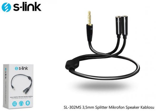 S-link SL-302MS 3.5mm Mikrofon Kulaklık Çoklayıcı Kablo, Çevirici - 4
