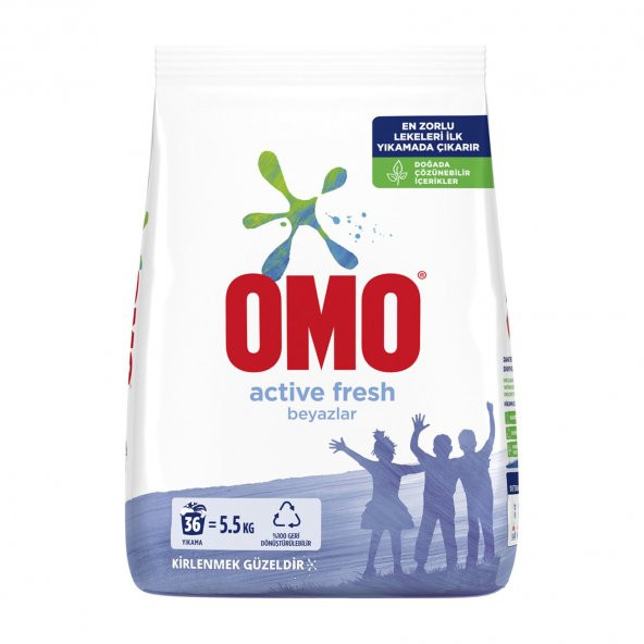 Omo Matik Çamaşır Deterjanı Beyaz-Active Fresh  5,5 Kg - 1