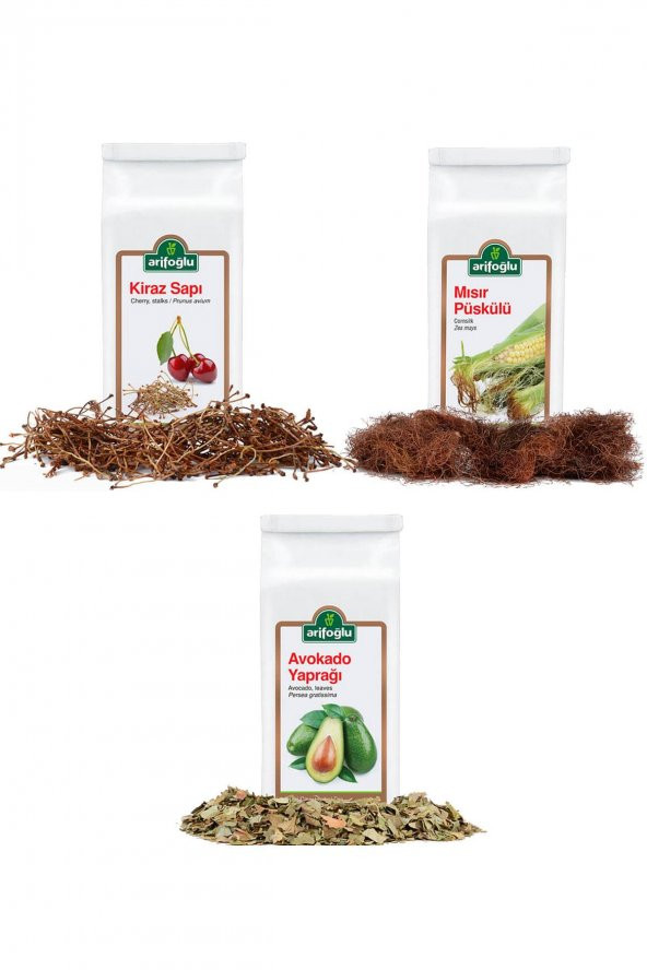 Arifoğlu 3 lü Set Detoks Çayı (Kiraz Sapı - Mısır Püskülü - Avokado Yaprağı)