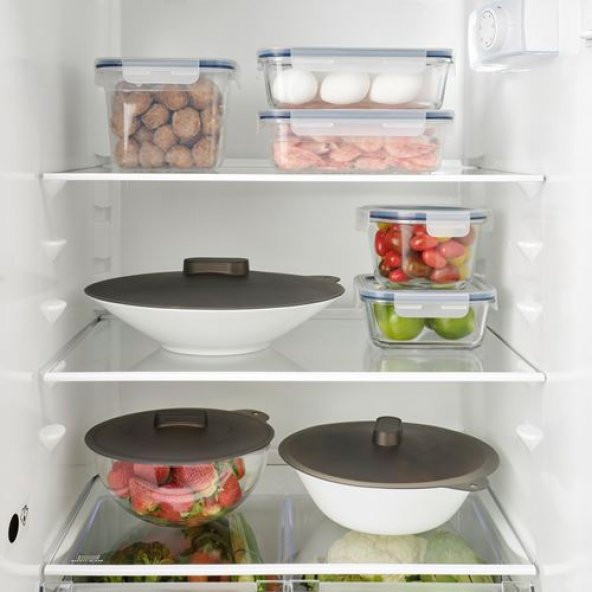 3 Lü Silikon Tencere Kapağı, Silikon Kauçuk IKEA Gri Renk Pratik Kapaklar Yuvarlak - 4