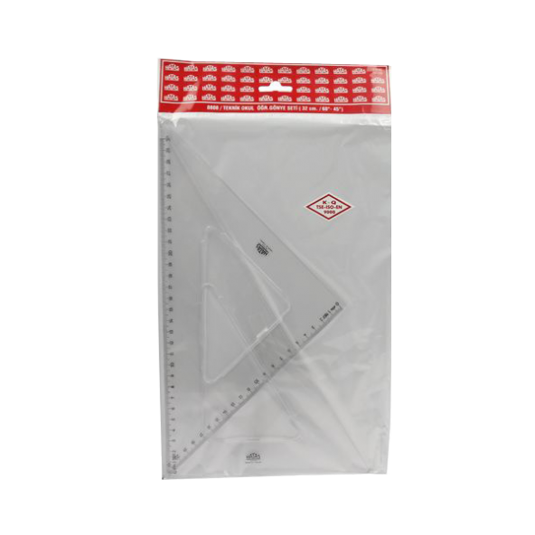 Hatas Öğrenci Gönye Seti 45-60 Derece Plastik 32 CM 0808 - 2