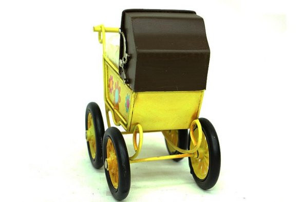 Dekoratif Metal Bebek Arabası Biblo Vintage Hediyelik - Resim 3
