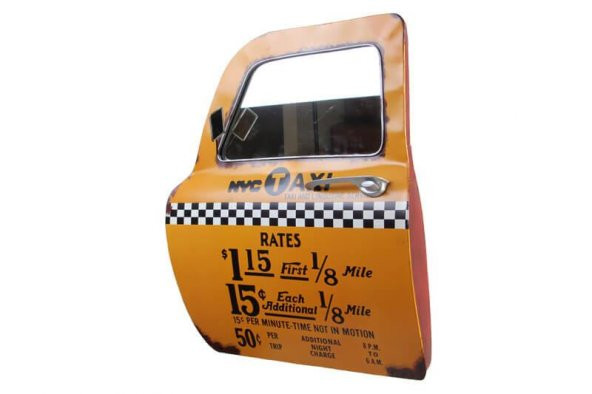 Dekoratif Newyork Taxi Temalı Sarı Araba Kapısı Ayna - Resim 2