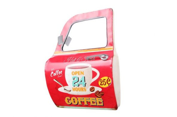 Dekoratif Coffee Temalı Kırmızı Araba Kapısı Ayna Hediyelik - Resim 2