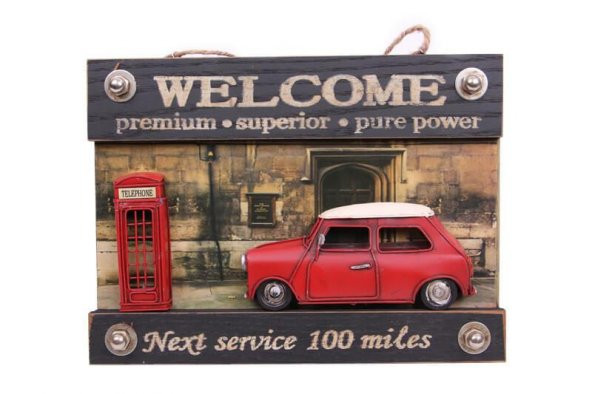 Dekoratif Metal Kapı Yazısı Araba ve Telefon Kulübesi Dekorlu - 2