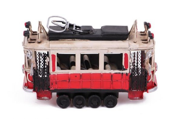 Dekoratif Metal Taksim Tramvay Küçük Vintage Biblo Hediyelik - Resim 6