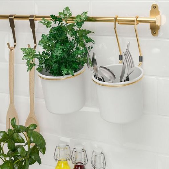 Mutfak Rayı Gold Renk 80 cm IKEA Mutfak Askılık Rayı Mutfak Dekorasyon-Çelik - 2