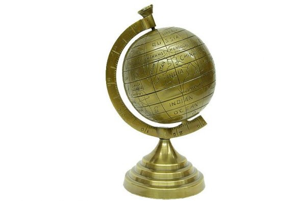 Yerküre Dünya Antik Bronz Dekoratif Hediyelik - 6