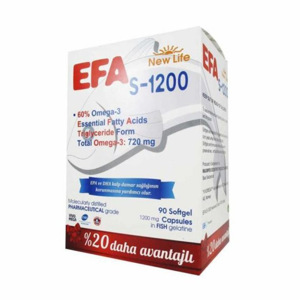 New Life EFA S-1200 Balık Yağı İçeren Takviye Edici 90 Kapsül