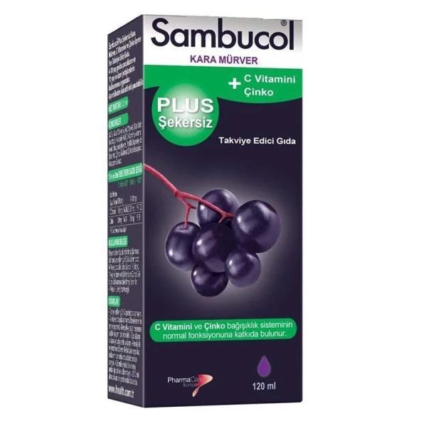 Sambucol Plus Şekersiz C Vitamini Çinko Takviye Edici Gıda 120 ml