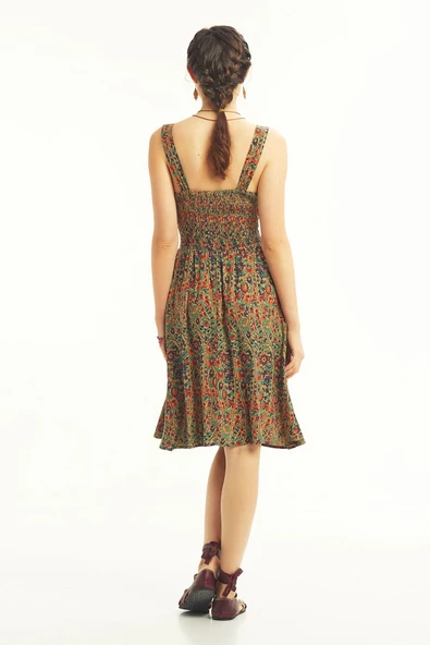 Bohem Tarz Kruvaze V Yaka Elbise - 5