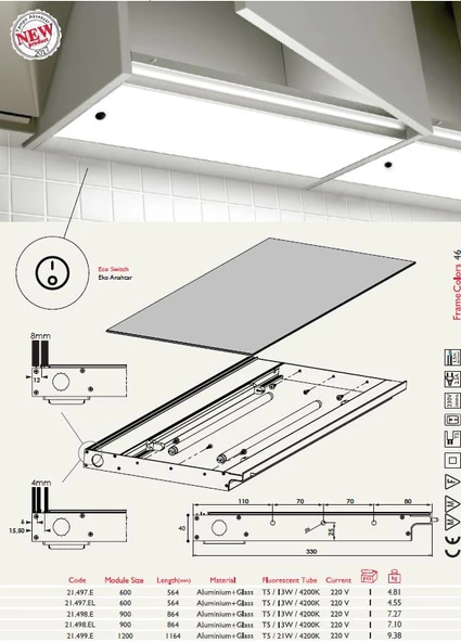 Aydınlatmalı Raf Modül Kendinden Kulplu Anahtarlı - 2