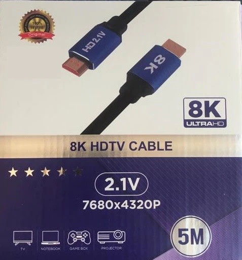 8K Ultra HD 2.1V 7680x4320p Çözünürlük Destekli 5mt Hdmi Kablo