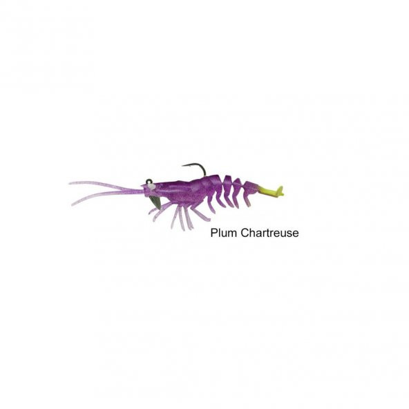 Savage Gear 3D Shrimp RTF 9 cm 7 gr Suni Yem 2 Adet Plum Chartreuse - Resim 2