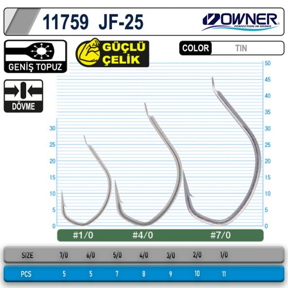Owner 11759 Jigger Light Hold Jig İğnesi - 7/0 - 2