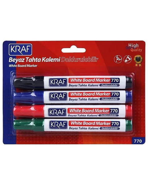 Kraf Beyaz Tahta Kalemi Doldurulabilir 4 Renk