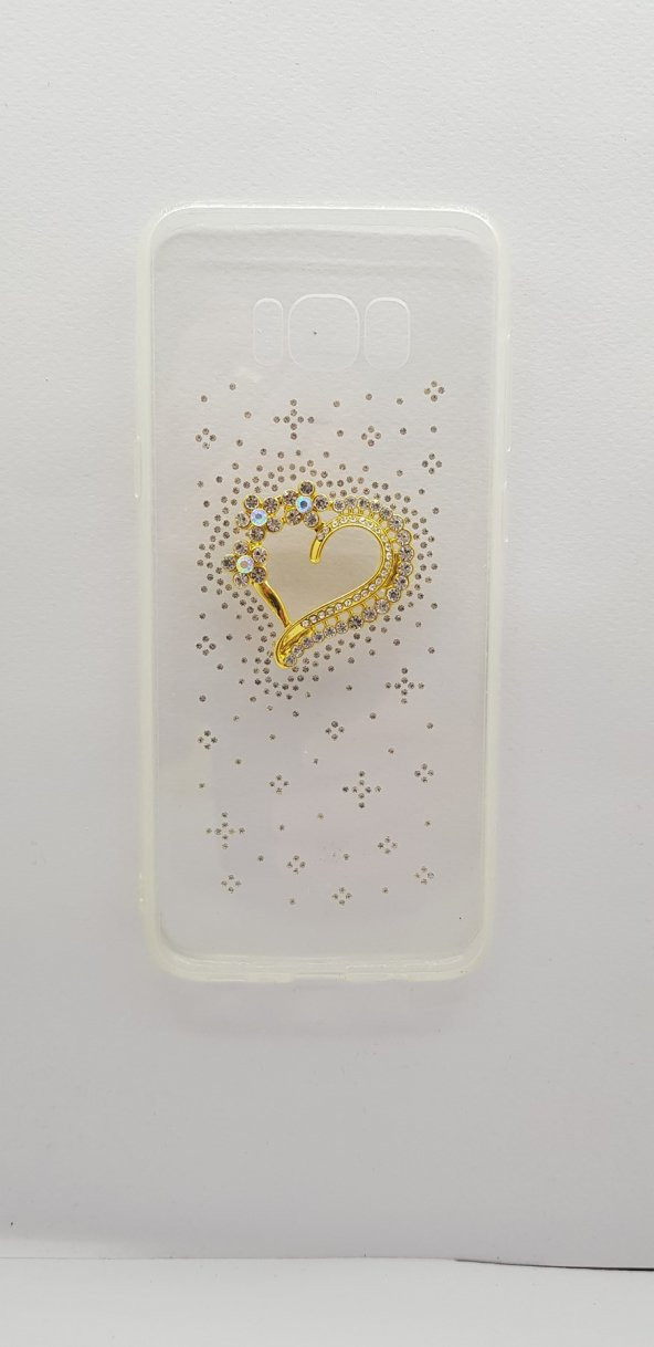 Logis Samsung Galaxy S8 Plus Çiçekli Kalp Taşlı Tasarım Kılıf