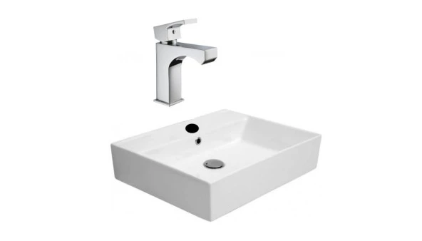 ALVİT 38*50 Tezgah Üstü Setüstü Lavabo 38*50 Cm GPD Fuego Lavabo Bataryası MLB105
