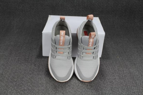 YAZKIŞ Çocuk Gri Beyaz Yan Çizgili Bağcıksız Günlük Spor Ayakkabı - 9