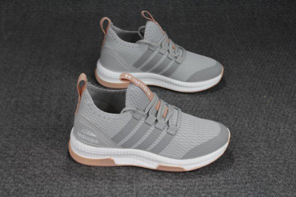 YAZKIŞ Çocuk Gri Beyaz Yan Çizgili Bağcıksız Günlük Spor Ayakkabı - 10