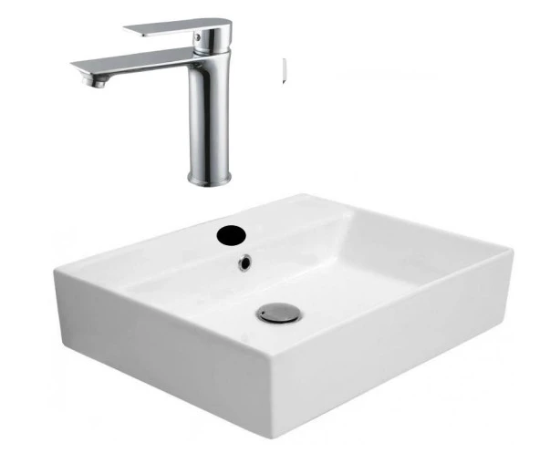 ALVİT 38*50 Tezgah Üstü Setüstü Lavabo 38*50 Cm GPD Provido Lavabo Bataryası MLB156