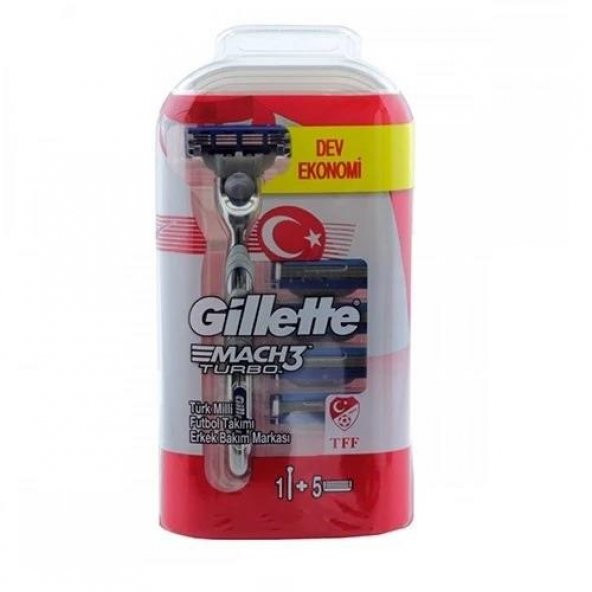 Gillette Mach3 Turbo Tıraş Makinesi + 5 Yedekli Tıraş Bıçağı