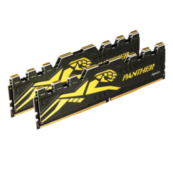 Apacer Panther Black-Gold 16GB (2x8GB) 3200Mhz CL16 DDR4 Gaming Ram (AH4U16G32C28Y7GAA-2) - 2