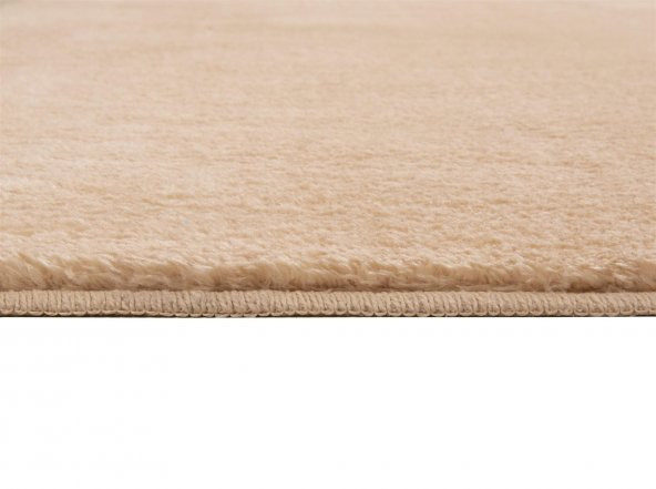 My Evilla Modern Dekoratif Halı Jel Kaymaz Taban Peluş Bej Saçaklı Oval Paspas Takımı 50x80 - 2