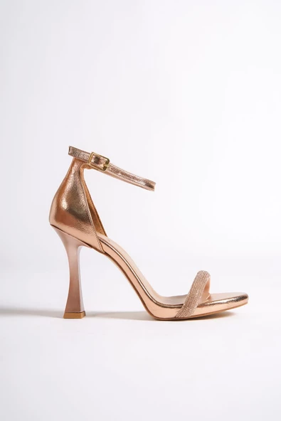 Rose Bakır Tek Bantlı Platform Kadeh Topuklu Abiye Ayakkabı - Yuffy - Resim 2