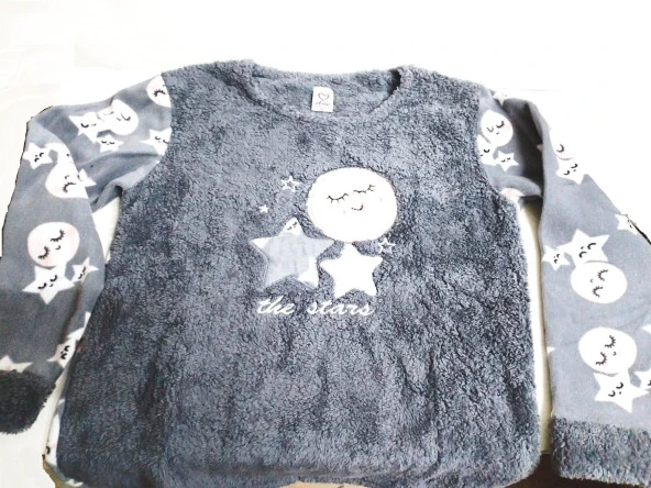 Kadın Lacivert Renk Polar Kumaş 6225 Battal Büyük Beden  Pijama Takımı - 2