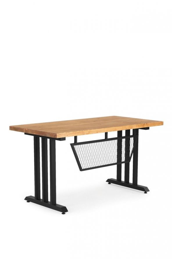 140x70 Doğal Ahşap Kütük Ofis Çalışma Masası 3 Kollu Mızrak Ayak - 4