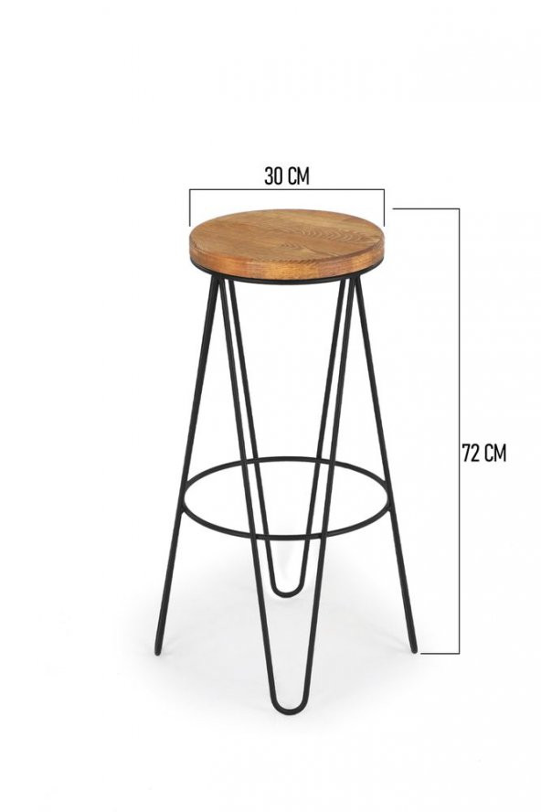 Exclusive Yuvarlak Tabure Doğal Ahşap Masif Özel Döküm 72 Cm - 3