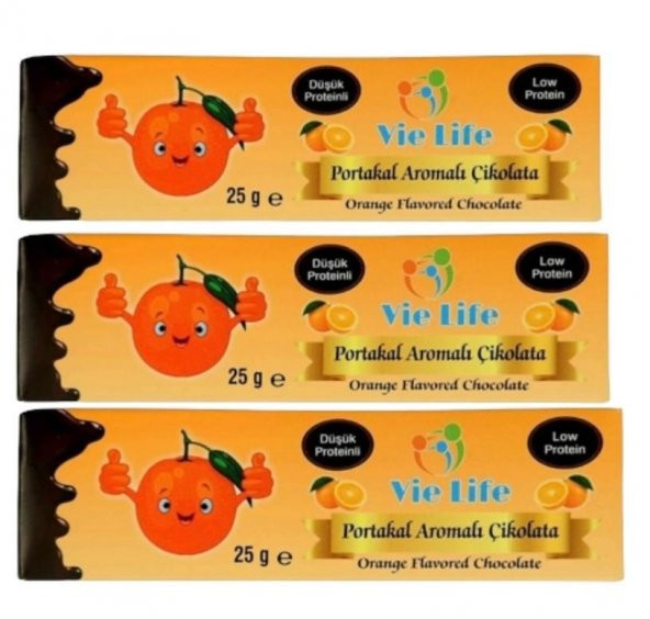 Vie Life Glutensiz Düşük Proteinli Portakal Aromalı Çikolata 25 GR
