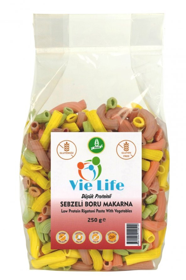 Vie Life Düşük Proteinli Sebzeli Boru Makarna 250 gr