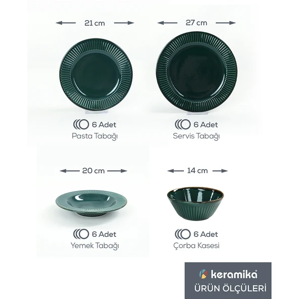 Keramika Zümrüt Line Yemek Takımı 24 Parça 6 Kişilik - 4