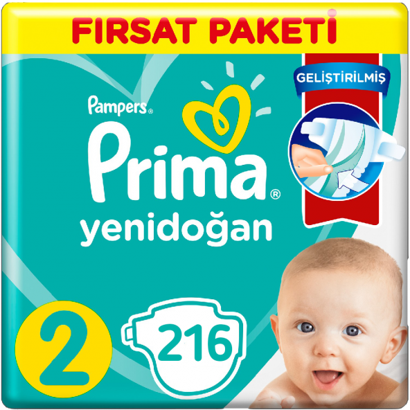 Prima Bebek Bezi 2 Beden Yenidoğan Fırsat Paketi (3*72) 216 Adet