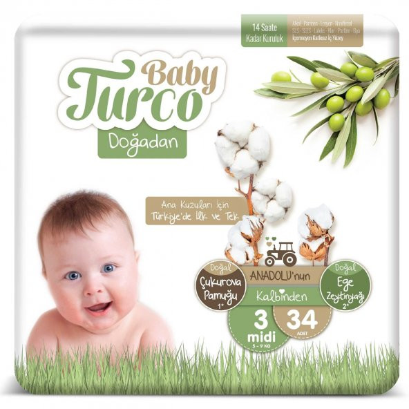 Baby Turco Doğadan 3 Numara Midi 5-9 Kg 34 Adet