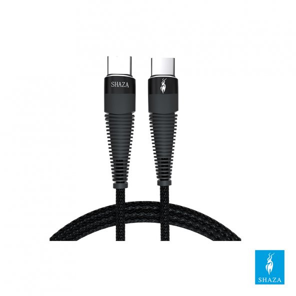 SHAZA TYPE-C TO TYPE-C PD 5A 100W Örgülü Hızlı Şarj ve Data Kablosu 2 Metre