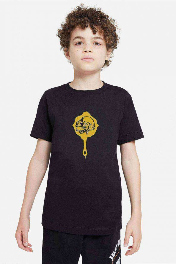 Pubg Kurukafa Tava Baskılı Unisex Çocuk Siyah Tshirt