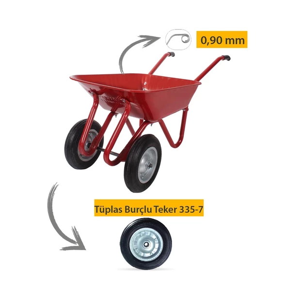 Kanat Plus İki Tekerlek Demonte El Arabası 0.90 mm Sac - 2