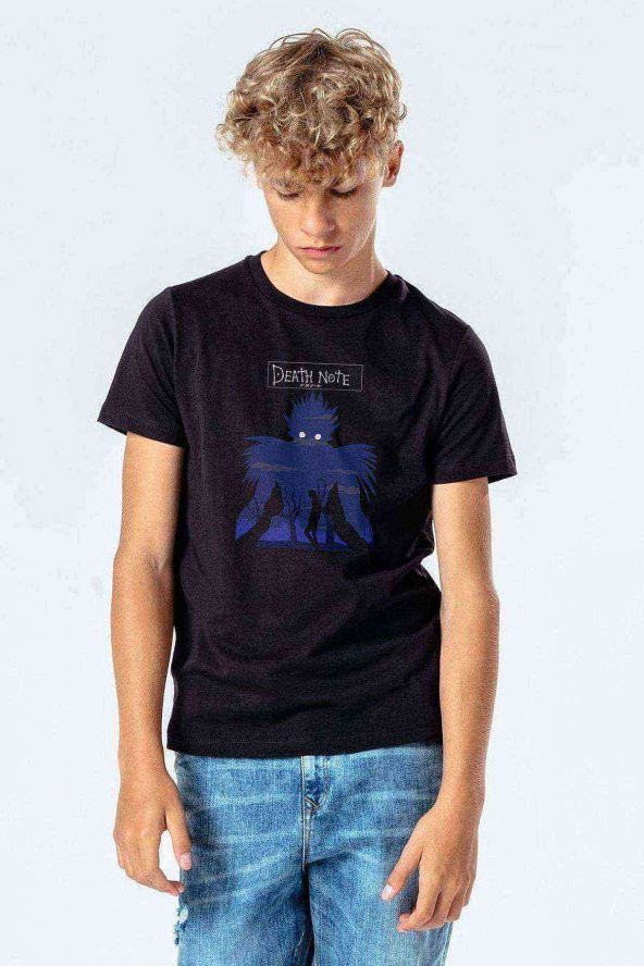 Death Note Baskılı Unisex Çocuk Siyah T-shirt