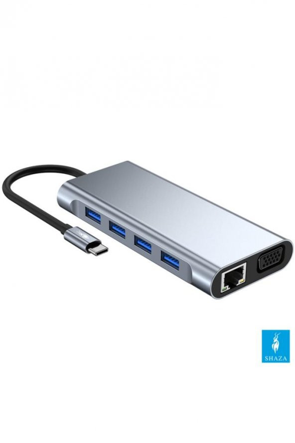 Shaza 11in1 USB Type-C Hub Port Adaptör HDMI USB Ethernet PD Girişli - 2