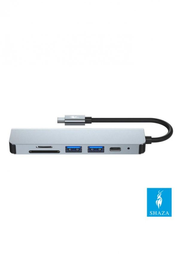 Shaza 6in1 USB Type-C Hub Port Adaptör HDMI SD KART USB PD Girişli - 3