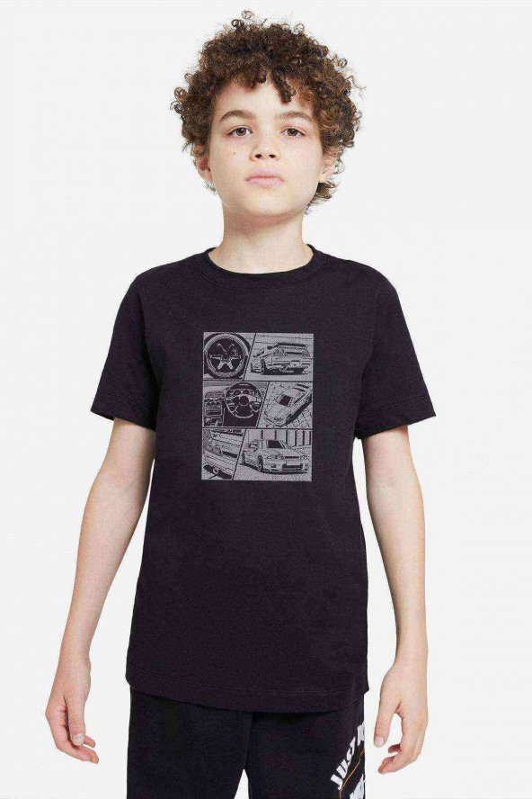 Skyline Baskılı Unisex Çocuk Siyah T-shirt