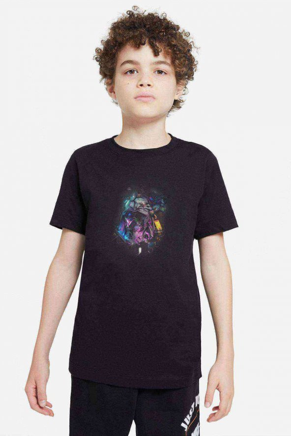 Star Wars Baskılı Unisex Çocuk Siyah T-shirt